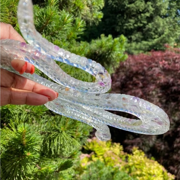 Rainbow Fluorite Snake, Carved Snake, Crystal Snake - Picture 3 of 3